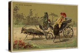 Au Bon Marche Cards Featuring Anthropomorphic Insects-null-Stretched Canvas