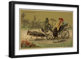 Au Bon Marche Cards Featuring Anthropomorphic Insects-null-Framed Giclee Print