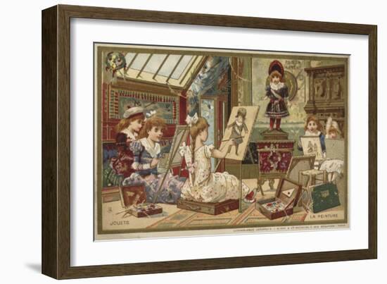 Au Bon Marche Cards Featuring Children's Games-null-Framed Giclee Print