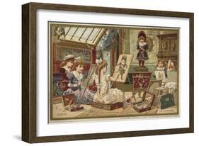 Au Bon Marche Cards Featuring Children's Games-null-Framed Giclee Print