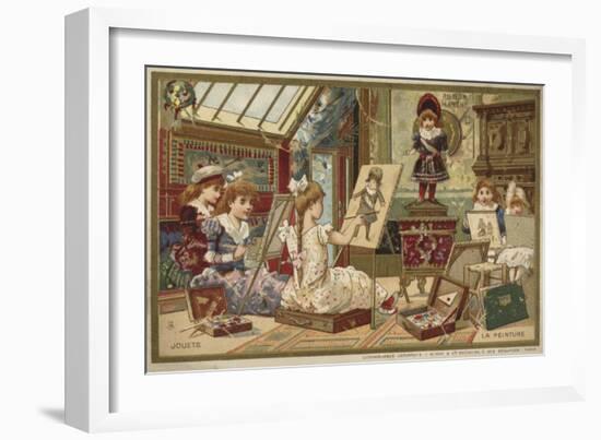 Au Bon Marche Cards Featuring Children's Games-null-Framed Giclee Print