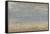Au bord de la mer, sur une plage, trois voiliers au loin-Edgar Degas-Framed Stretched Canvas