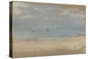 Au bord de la mer, sur une plage, trois voiliers au loin-Edgar Degas-Stretched Canvas