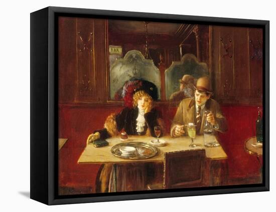 Au café, l'absinthe-Jean Béraud-Framed Stretched Canvas