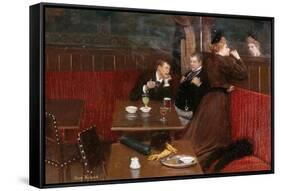 Au café, trois personnages-Jean Béraud-Framed Stretched Canvas