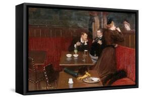 Au café, trois personnages-Jean Béraud-Framed Stretched Canvas