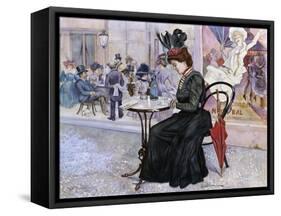 Au Cafe-Oscar Wilson-Framed Stretched Canvas