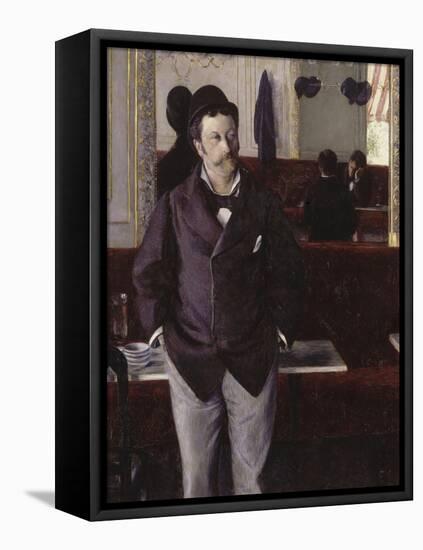 Au café-Gustave Caillebotte-Framed Stretched Canvas