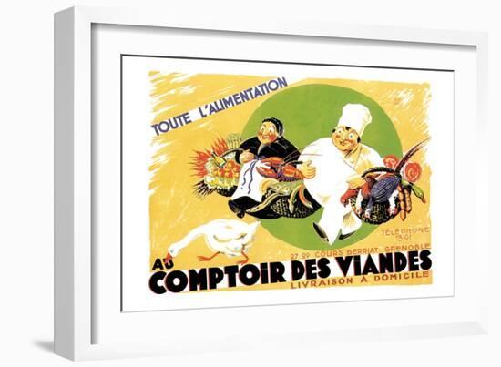 Au Comptoir des Viandes-null-Framed Art Print