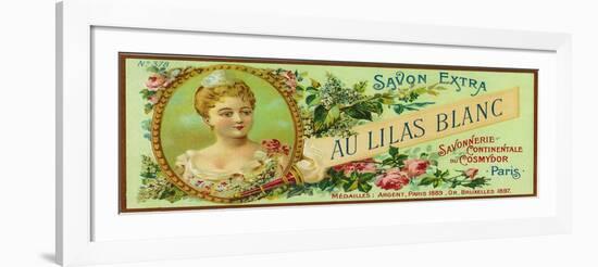 Au Lilas Blanc Soap Label - Paris, France-Lantern Press-Framed Art Print