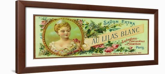 Au Lilas Blanc Soap Label - Paris, France-Lantern Press-Framed Art Print