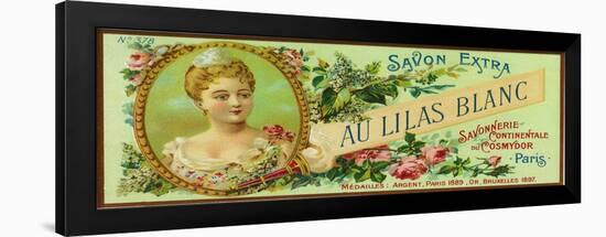 Au Lilas Blanc Soap Label - Paris, France-Lantern Press-Framed Art Print