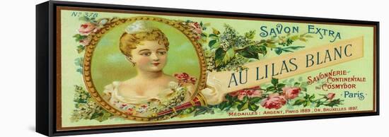 Au Lilas Blanc Soap Label - Paris, France-Lantern Press-Framed Stretched Canvas