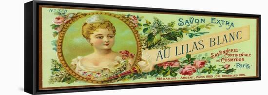 Au Lilas Blanc Soap Label - Paris, France-Lantern Press-Framed Stretched Canvas