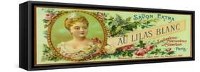 Au Lilas Blanc Soap Label - Paris, France-Lantern Press-Framed Stretched Canvas