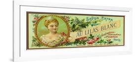 Au Lilas Blanc Soap Label - Paris, France-Lantern Press-Framed Premium Giclee Print