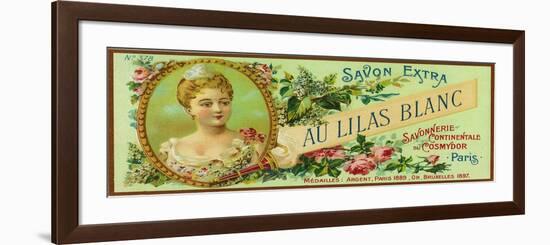 Au Lilas Blanc Soap Label - Paris, France-Lantern Press-Framed Premium Giclee Print