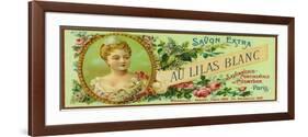 Au Lilas Blanc Soap Label - Paris, France-Lantern Press-Framed Premium Giclee Print