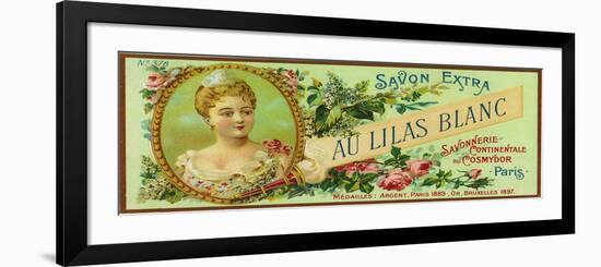 Au Lilas Blanc Soap Label - Paris, France-Lantern Press-Framed Premium Giclee Print