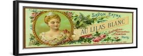 Au Lilas Blanc Soap Label - Paris, France-Lantern Press-Framed Premium Giclee Print