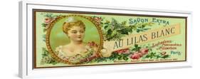 Au Lilas Blanc Soap Label - Paris, France-Lantern Press-Framed Premium Giclee Print