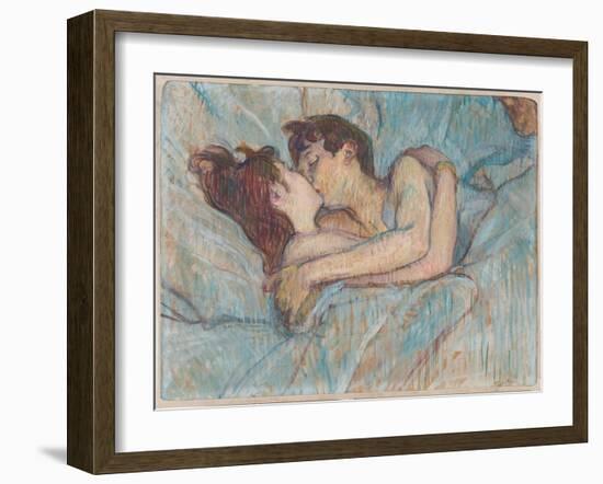 Au Lit: Le Baiser, 1892 (Peinture À L’Essence on Board)-Henri de Toulouse-Lautrec-Framed Giclee Print