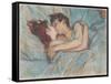 Au Lit: Le Baiser, 1892 (Peinture À L’Essence on Board)-Henri de Toulouse-Lautrec-Framed Stretched Canvas