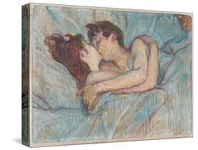 Au Lit: Le Baiser, 1892 (Peinture À L’Essence on Board)-Henri de Toulouse-Lautrec-Stretched Canvas