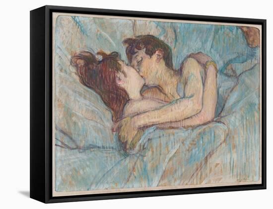 Au Lit: Le Baiser, 1892 (Peinture À L’Essence on Board)-Henri de Toulouse-Lautrec-Framed Stretched Canvas