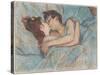 Au Lit: Le Baiser, 1892 (Peinture À L’Essence on Board)-Henri de Toulouse-Lautrec-Stretched Canvas