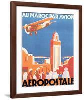 Au Maroc Par Avion, Aeropostale-null-Framed Art Print