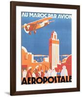 Au Maroc Par Avion, Aeropostale-null-Framed Art Print