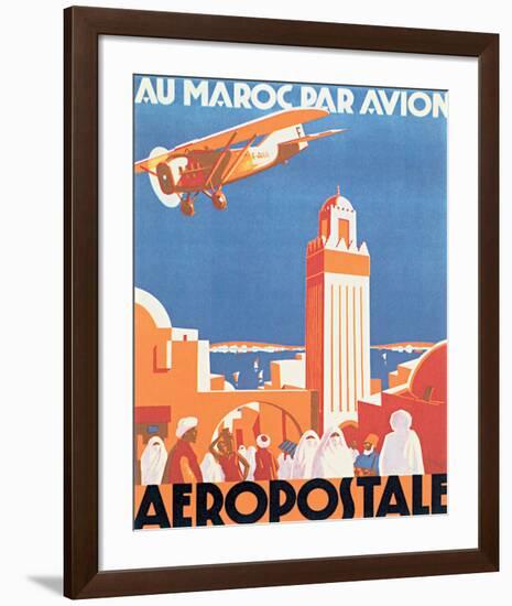 Au Maroc Par Avion, Aeropostale-null-Framed Art Print