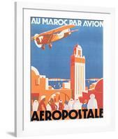 Au Maroc Par Avion, Aeropostale-null-Framed Art Print