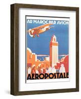 Au Maroc Par Avion, Aeropostale-null-Framed Art Print