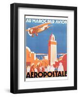 Au Maroc Par Avion, Aeropostale-null-Framed Art Print