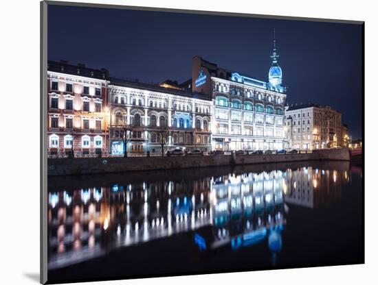 Au Pont Rouge Department Store at night, St. Petersburg, Leningrad Oblast, Russia-Ben Pipe-Mounted Photographic Print