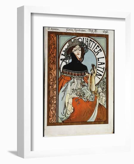 Au Quartier Latin, Printed by Paul Dupont, 1898-Alphonse Mucha-Framed Giclee Print