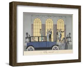 Au revoir People leaving in a car People in evening dress-Georges Barbier-Framed Giclee Print