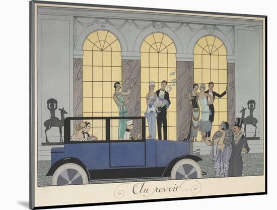 Au revoir People leaving in a car People in evening dress-Georges Barbier-Mounted Giclee Print