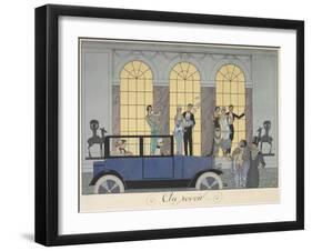 Au revoir People leaving in a car People in evening dress-Georges Barbier-Framed Giclee Print