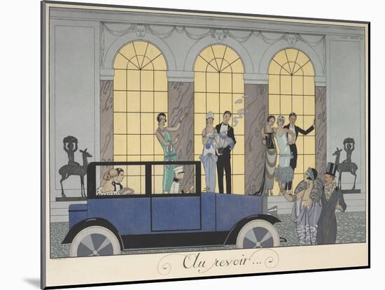 Au revoir People leaving in a car People in evening dress-Georges Barbier-Mounted Giclee Print