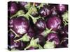 Aubergines on a Market Stall-Amanda Hall-Stretched Canvas