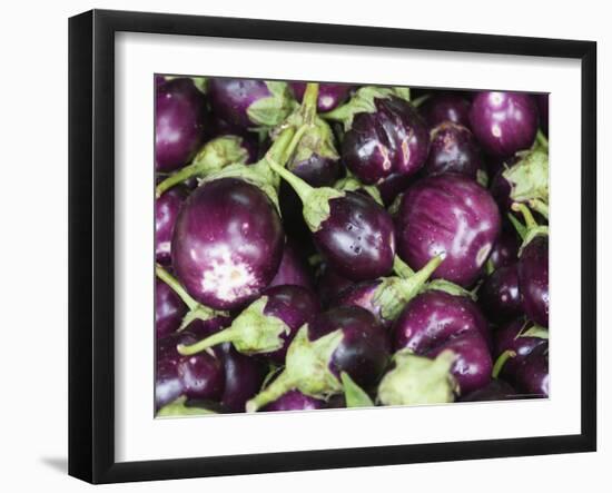 Aubergines on a Market Stall-Amanda Hall-Framed Photographic Print