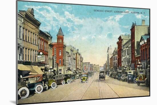 Auburn, New York - Eastern View Down Genesee Street-Lantern Press-Mounted Art Print