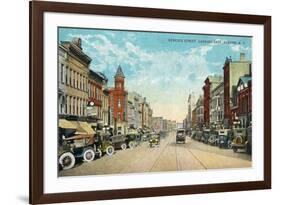 Auburn, New York - Eastern View Down Genesee Street-Lantern Press-Framed Premium Giclee Print