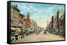 Auburn, New York - Eastern View Down Genesee Street-Lantern Press-Framed Stretched Canvas