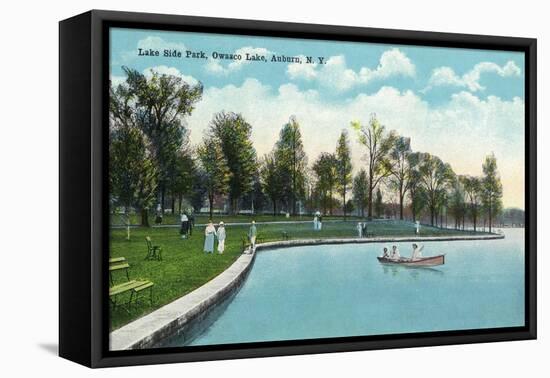 Auburn, New York - Owasco Lake, View of Lakeside Park-Lantern Press-Framed Stretched Canvas