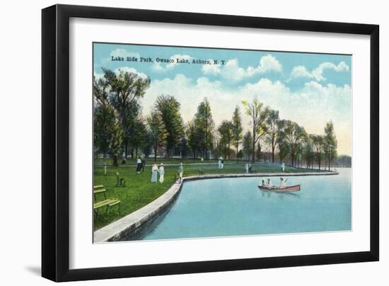 Auburn, New York - Owasco Lake, View of Lakeside Park-Lantern Press-Framed Art Print