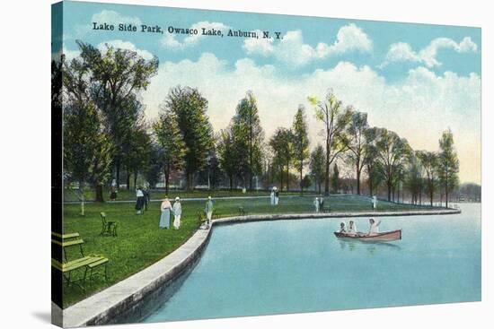 Auburn, New York - Owasco Lake, View of Lakeside Park-Lantern Press-Stretched Canvas